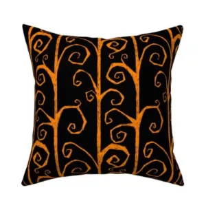 Tim Burton Orange Vine Pillow cover 16 x 16”