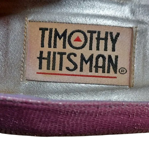 Timothy Hitsman Vintage Purple Dark Lavender Textured Leather Square Toe Heels